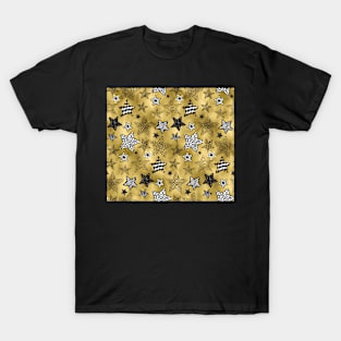 Whimsical Stars on Gold Glimmer Background T-Shirt